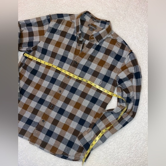 Eddie Bauer Plaid Flannel Button Down Classic Fit Shirt Blue Brown Men’s Large - Picture 5 of 6